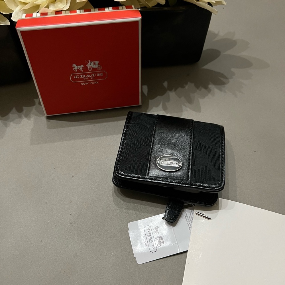 Coach Black Signature Card Holder